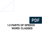 1.0 Parts of Speech Word/ Classes