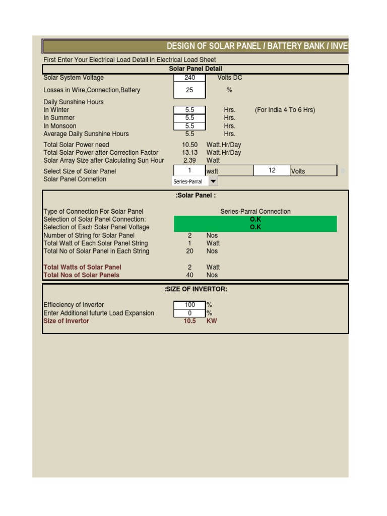 Solar System Design and Calculation Guide | PDF | Solar Panel | Battery ...