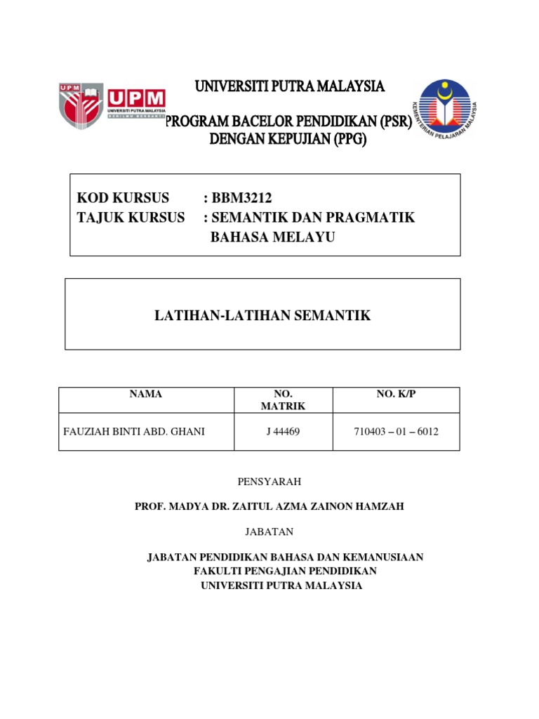 Latihan Semantik Kak G Pdf