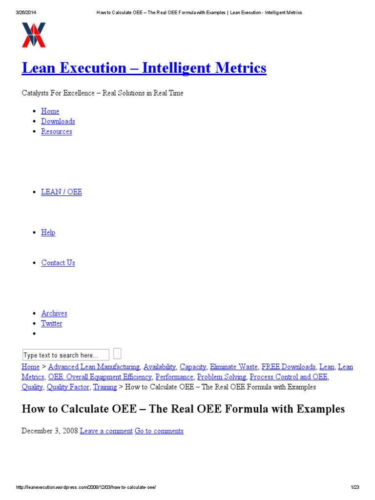 How to Calculate OEE – The Real OEE Formula with Examples _ Lean ...