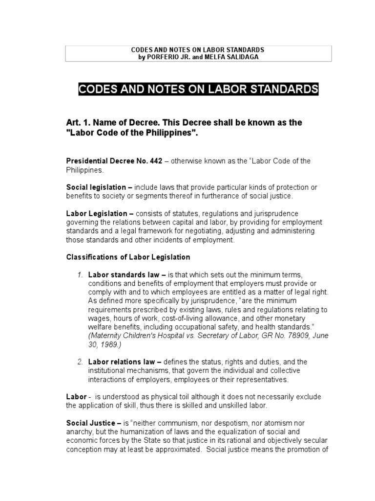 Labor Standards Notes PDF Apprenticeship Employment