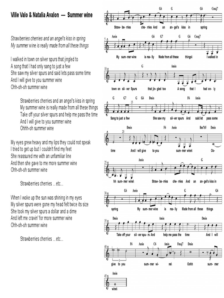 Summer Wine Lyrics Ville Valo