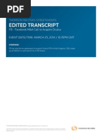 Facebook To Acquire Oculus - Investor Call Transcript