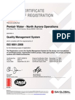 Certificate of Registration: Pentair Water - North Aurora Operations