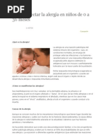 Cómo detectar la alergia en niños de 0 a 36 meses
