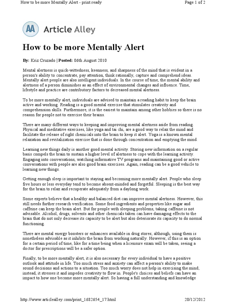How to Be More Mentally Alert Wellness