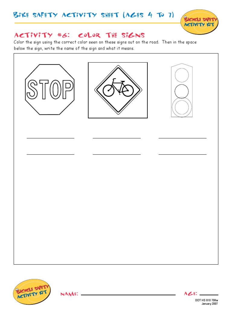 Road Signs Coloring Activity for Kids | PDF