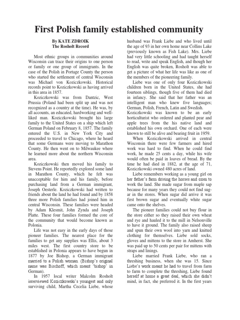 Polish Pioneer Family in Wisconsin | PDF | Farms | Food And Drink