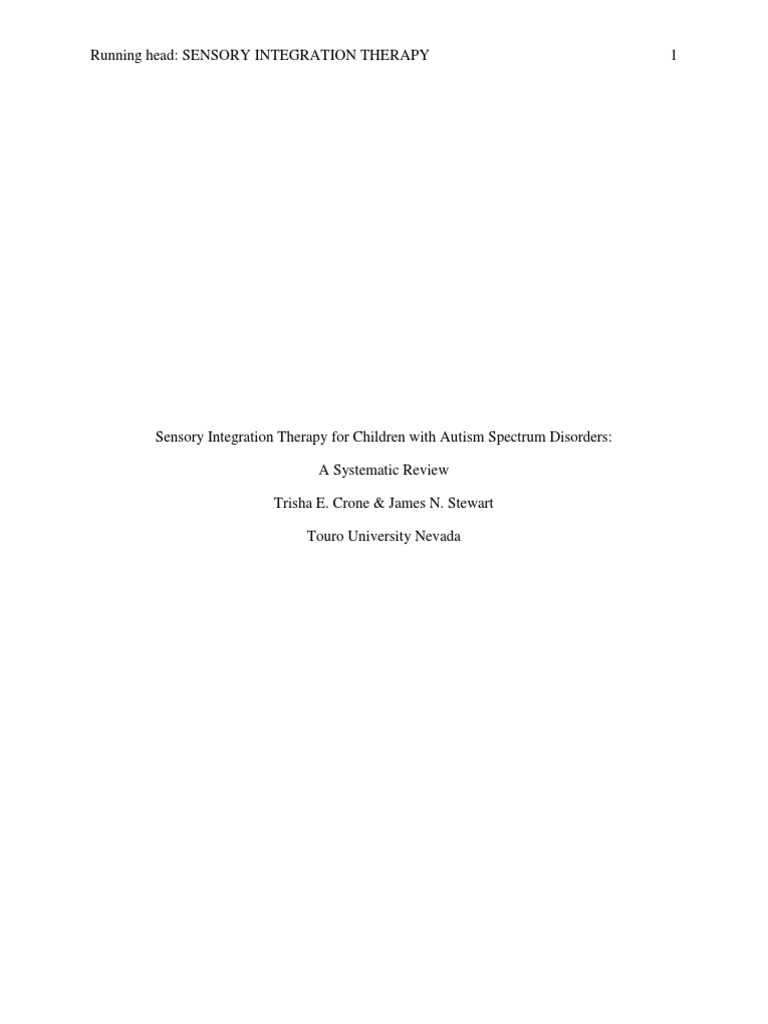 Effectiveness of Sensory Integration Therapy | PDF | Sensory Processing ...