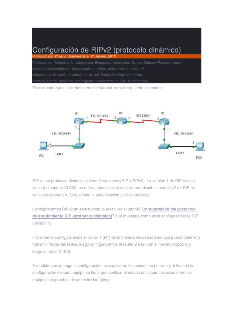 Configuración de RIPv2 en Routers | PDF | Enrutador (Computación ...