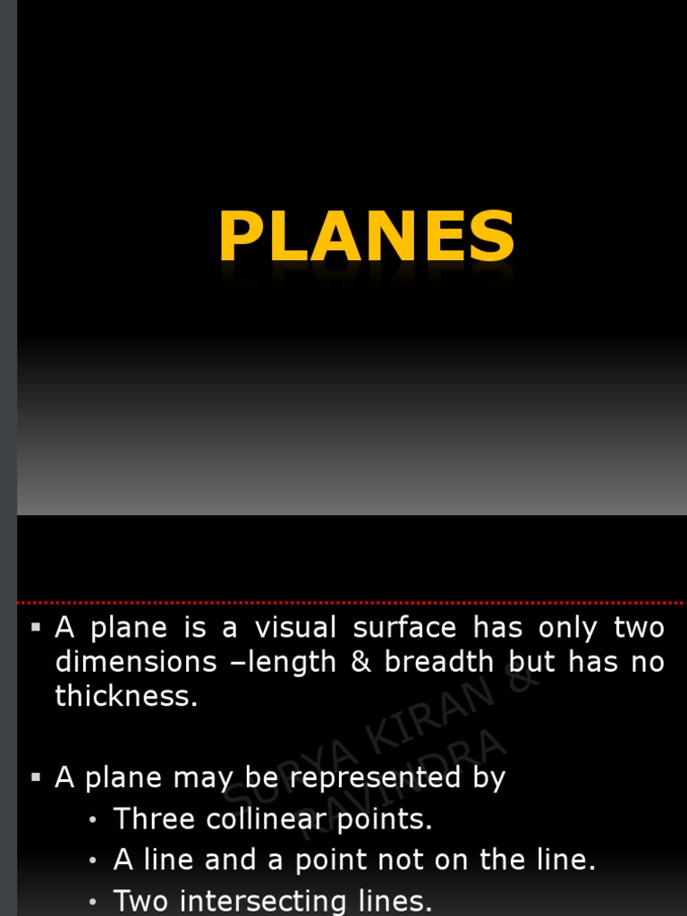 Planes Presentation-R.SURYA KIRAN ,Asssistant Professor 