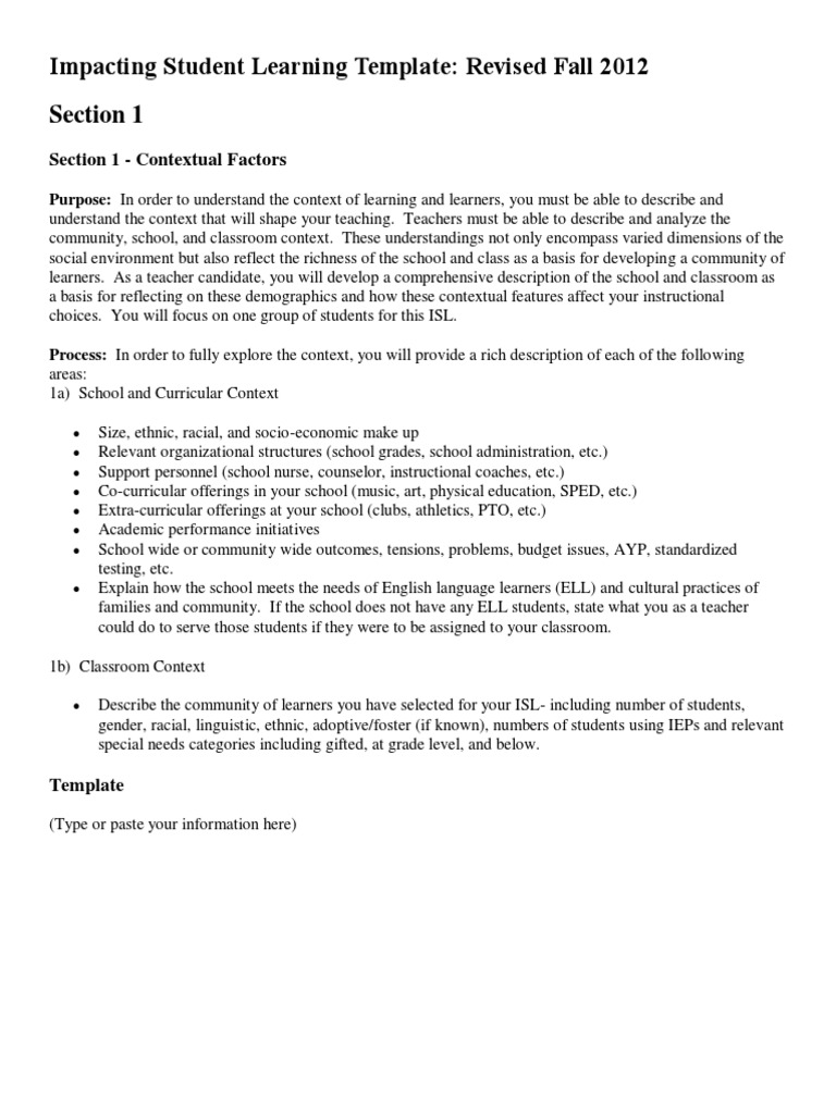 ISL Template Revised Fall 2012 | PDF | Educational Assessment | Lesson Plan