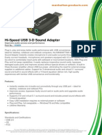 Hi-Speed USB 3-D Sound Adapter: Improves Audio Access and Performance Part No.