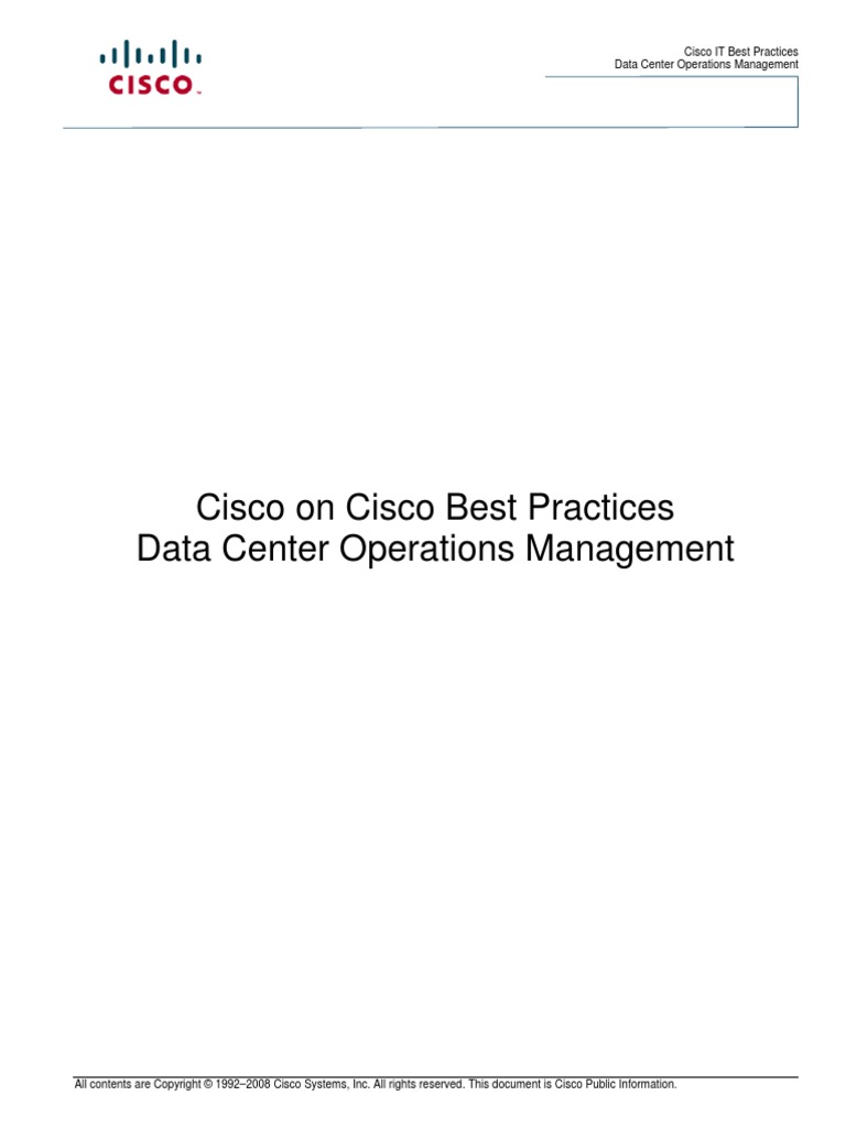 Cisco IT Operational Overview Data Center Management | PDF