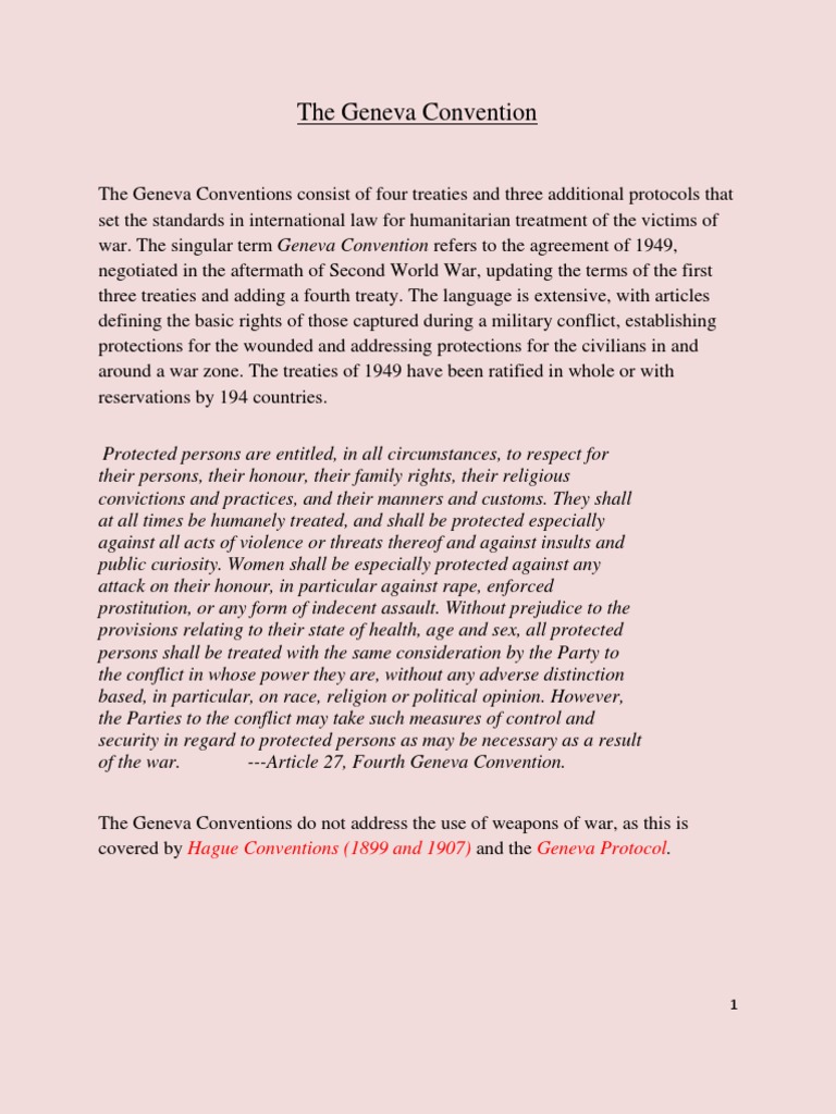 The Geneva Convention Geneva Conventions Civilian