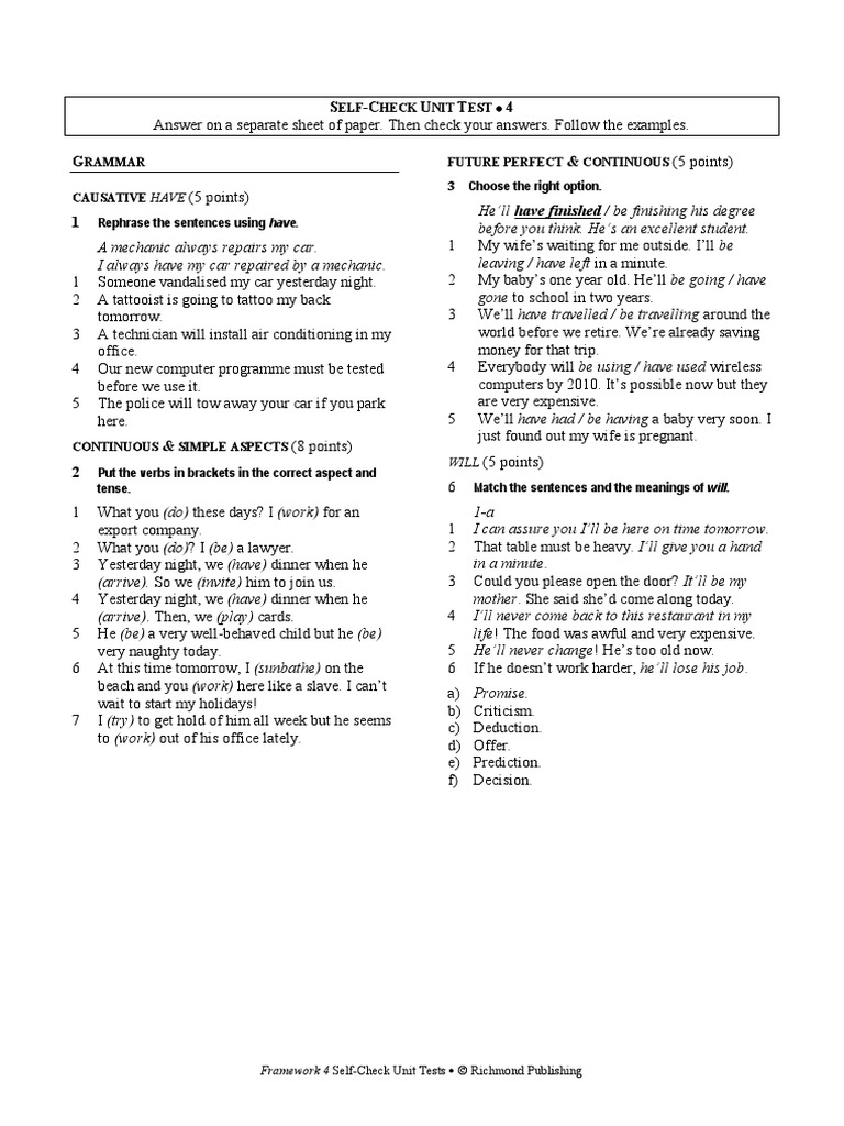 Unit Test 04 | PDF | Perfect (Grammar) | Sexual Orientation