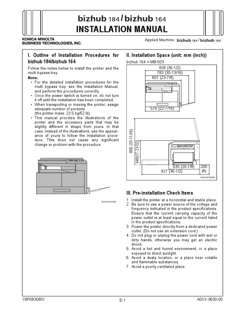 Serice Manual Minolta bizhub 164 | Ac Power Plugs And ...