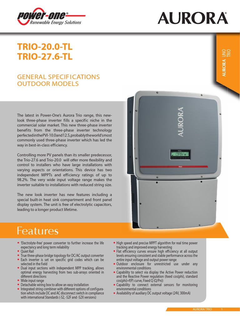ABB Trio-27.6 TL Inverter Datasheet | PDF | Power Inverter | Direct Current