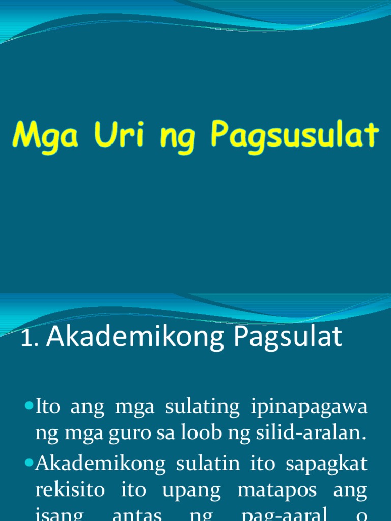 Mga Uri Ng Pagsusulat