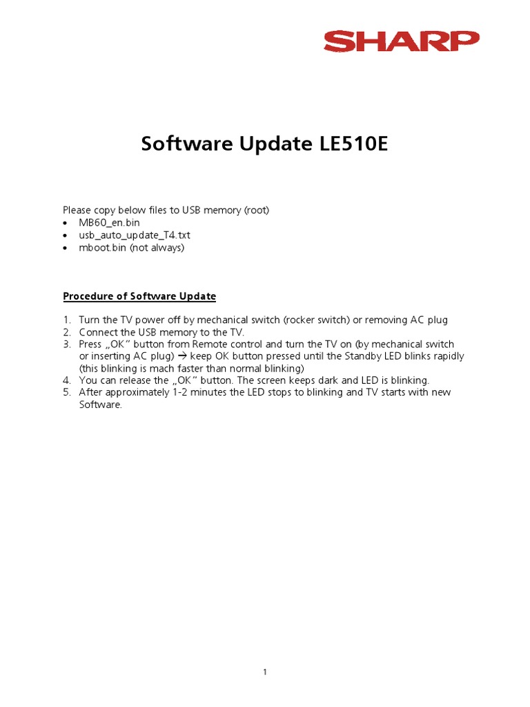 TV Software Update Guide for LE510E | PDF