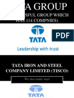 Tata Group: (A Sucessful Group Which Has 114 Compnies)