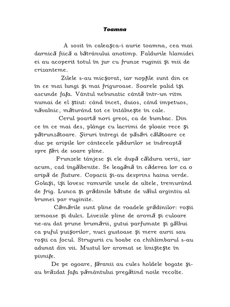 O Compunere Despre Pădure Toamna -compunere