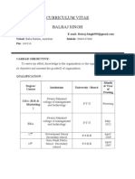 Curriculum Vitae Balraj Singh