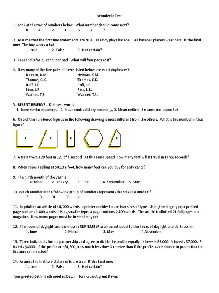 Wonderlic Test PDF Payload Rocket