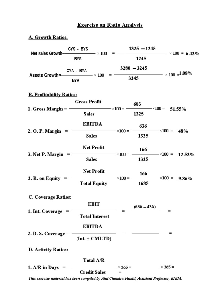 Ratio Analysis Exercise Overview | PDF | Teaching Methods & Materials