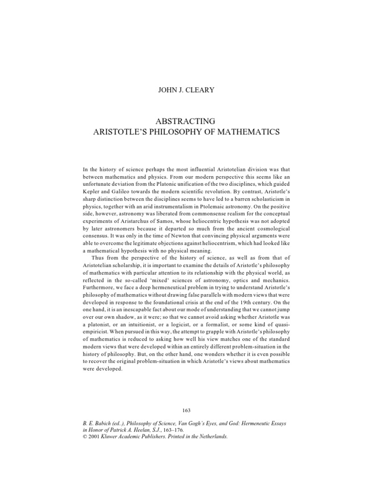 Aristotle's Philosophy of Mathematics Explained | PDF
