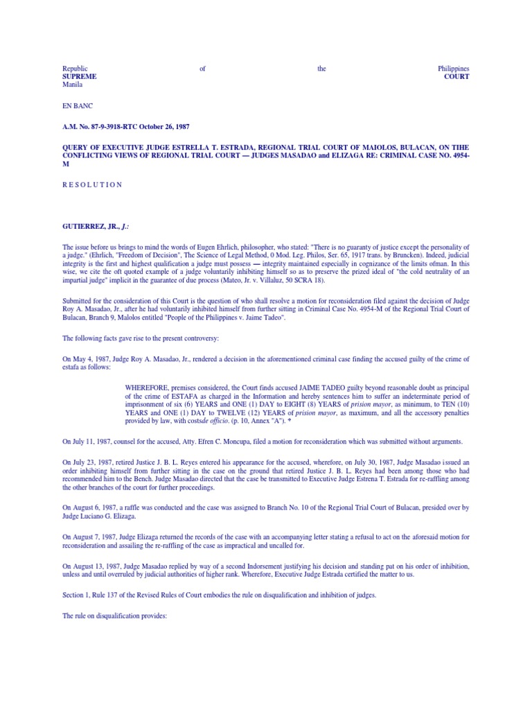 Inhibition of Judges Under Rule 137 | PDF | Judge | Lawsuit