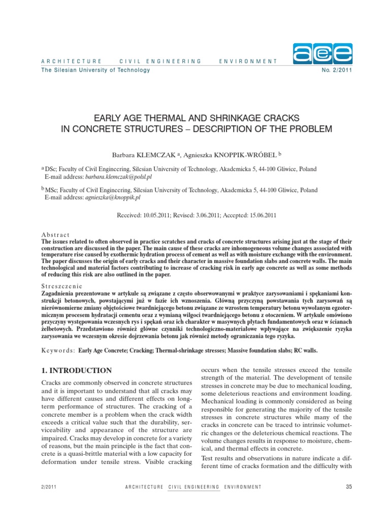 Early Age Cracking in Concrete Structures | PDF | Home & Garden ...