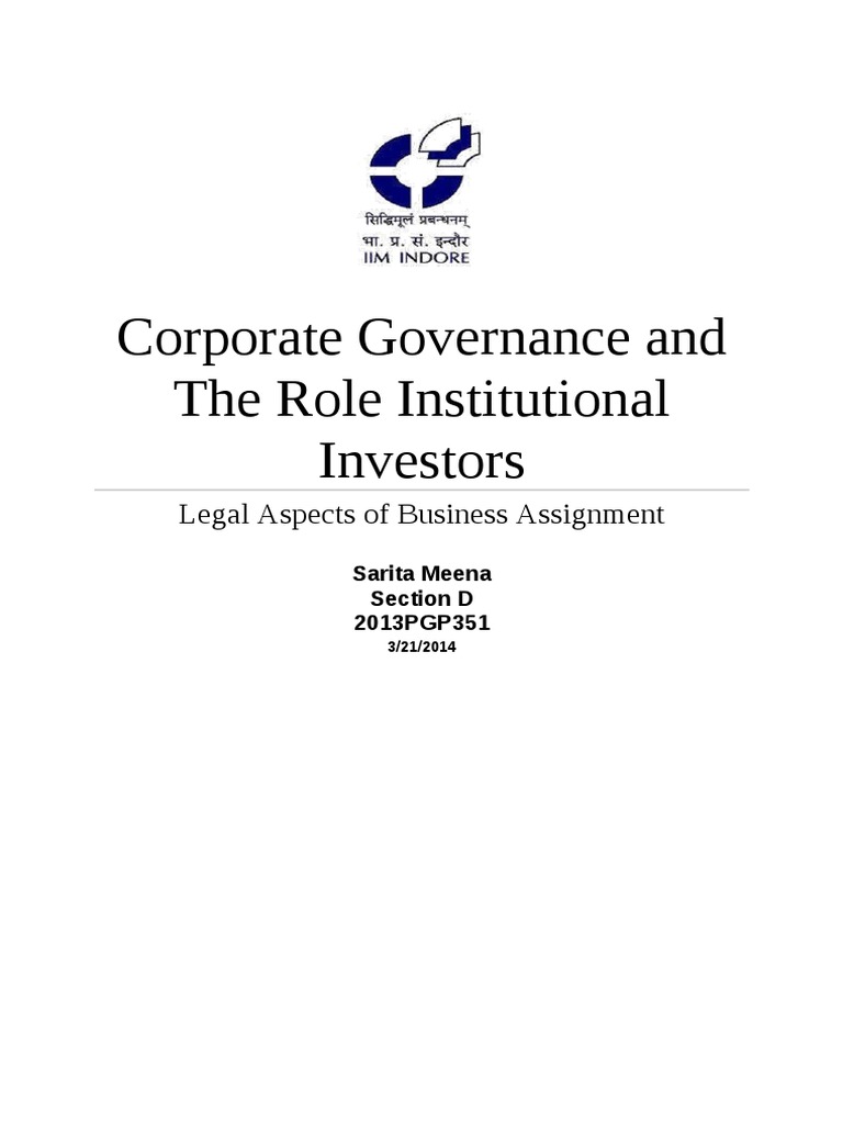 Corporate Governance and The Role of Institutional Investors | PDF ...