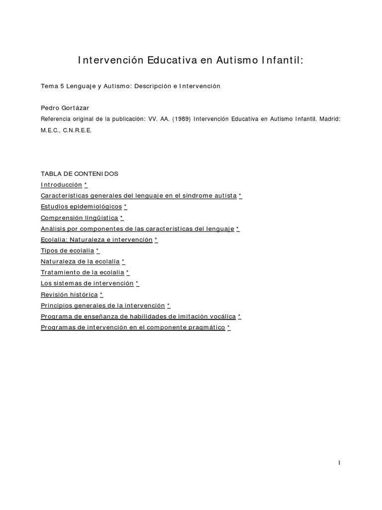 Autorregulación en el Lenguaje Autista | PDF | Autismo | Aquisición de ...