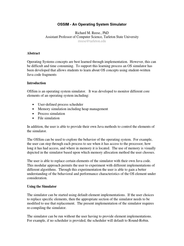 Operating System Simulator | PDF | Operating System | Scheduling ...