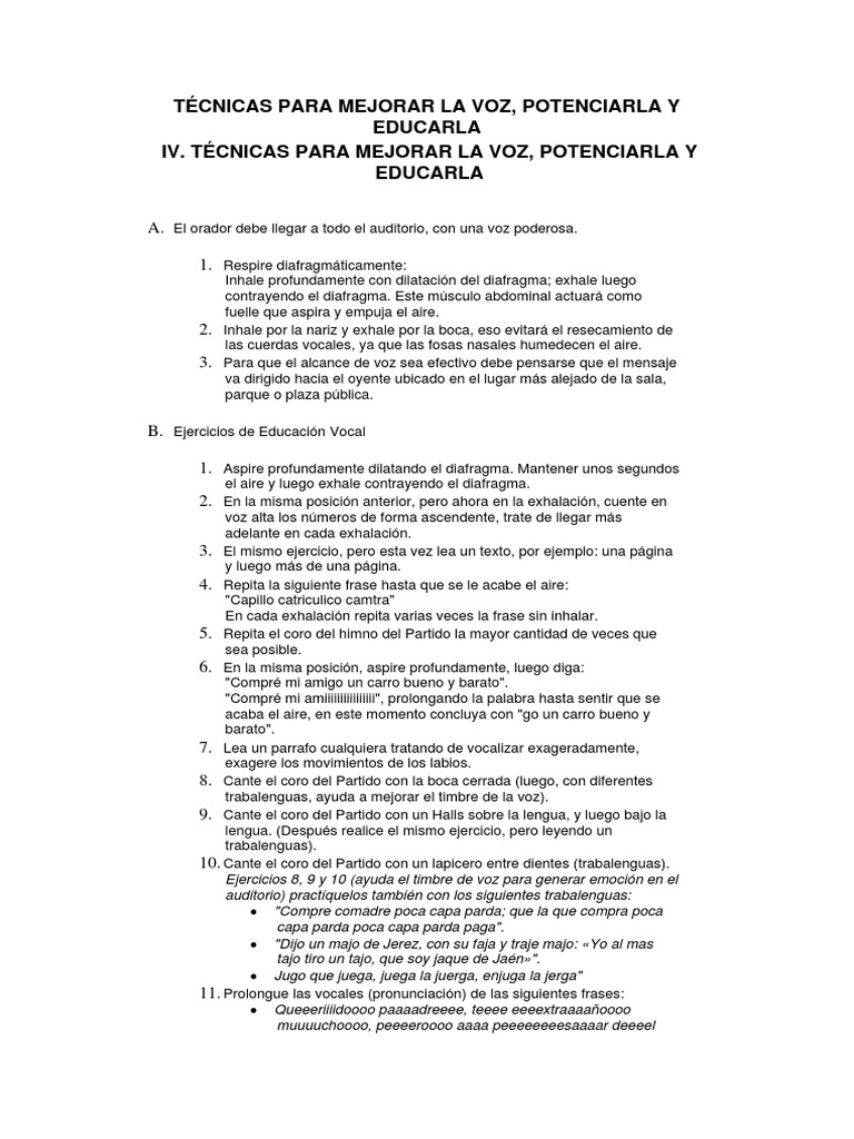 Técnicas para Mejorar la Voz | PDF | Ocio