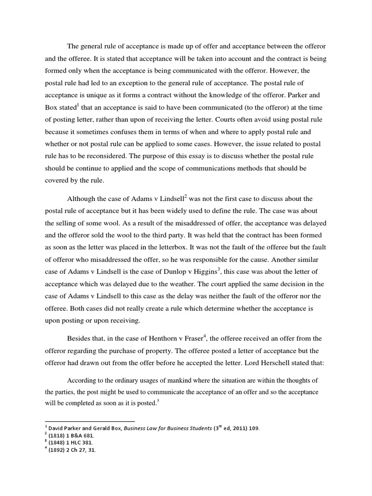 contract law scenario essay