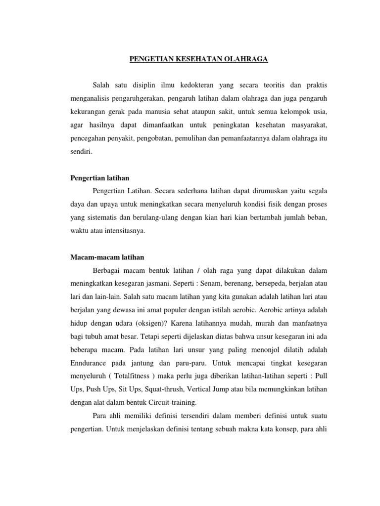 Pengetian Kesehatan Olahraga