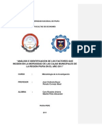 Análisis de factores que inciden en la morosidad de Cajas Municipales en Piura, Perú 2011