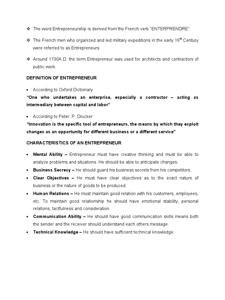 Entrepreneurship Notes Entrepreneurship Innovation