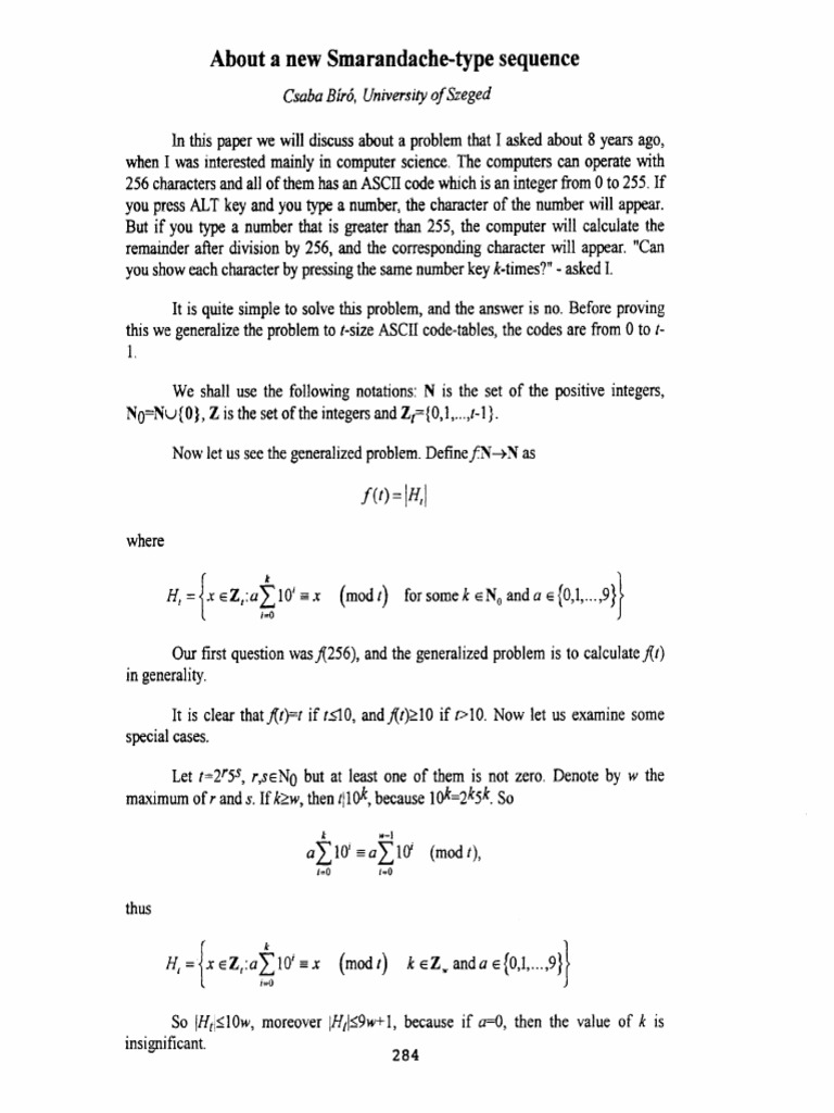 About A New Smarandache Type Sequence | PDF | Time Complexity | Number ...