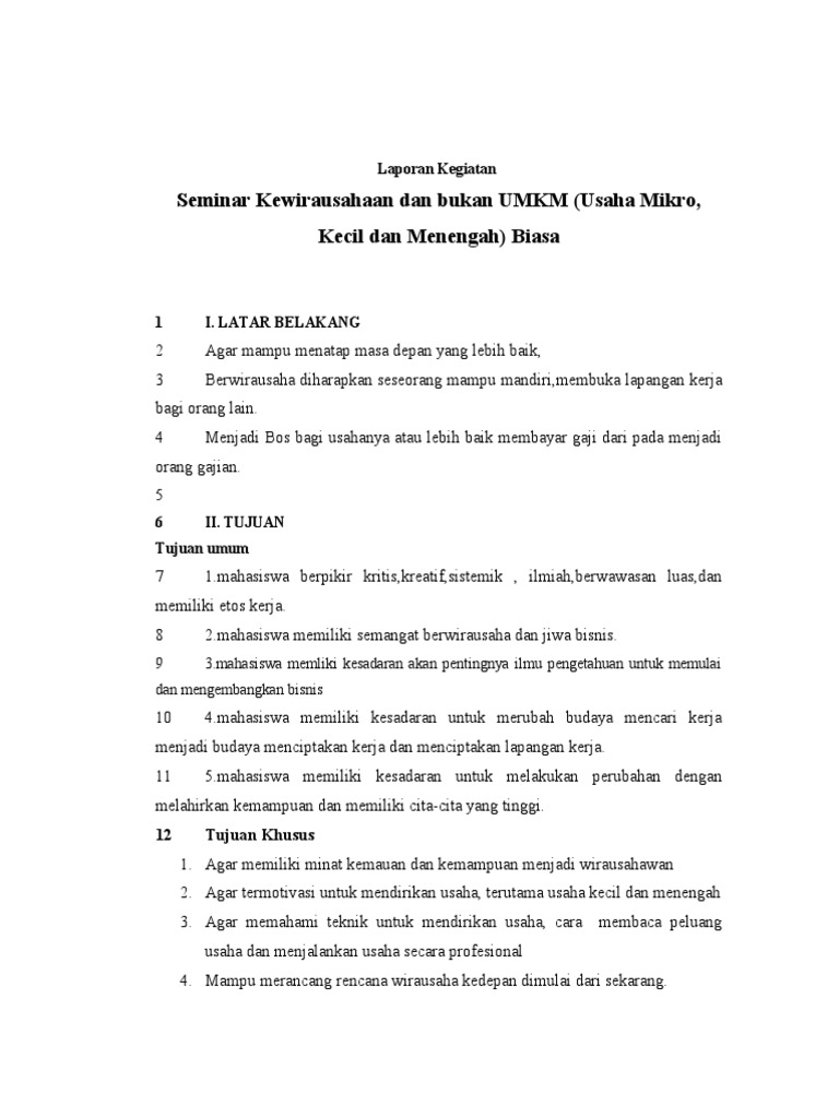 Contoh Laporan Kegiatan