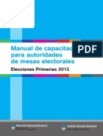 Manual de Capacitación para Autoridades de Mesa - Elecciones Primarias 2013
