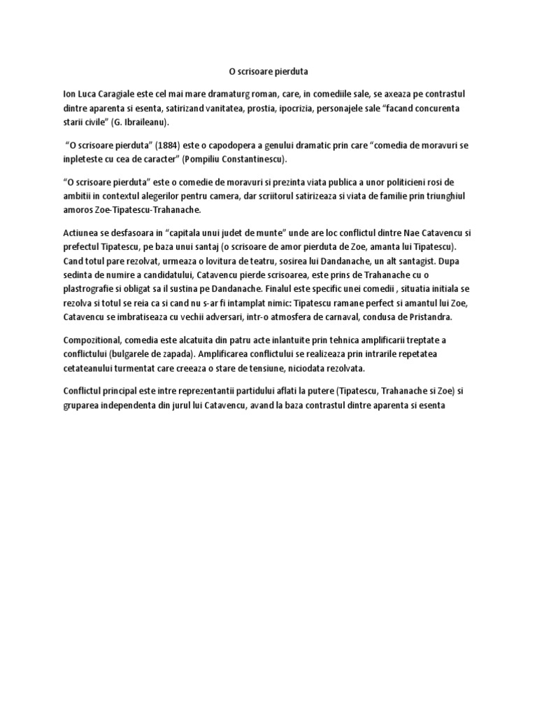 O Scrisoare Pierduta ESEU