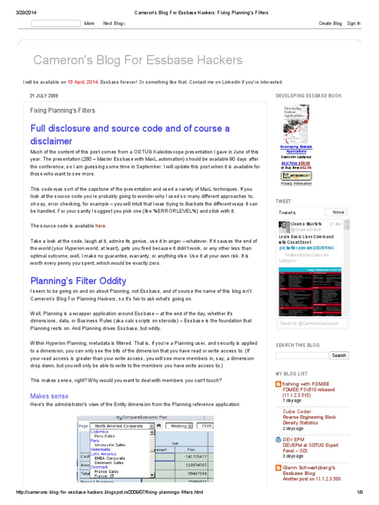 Fixing Hyperion Planning Filters | PDF | Blog | Digital Technology