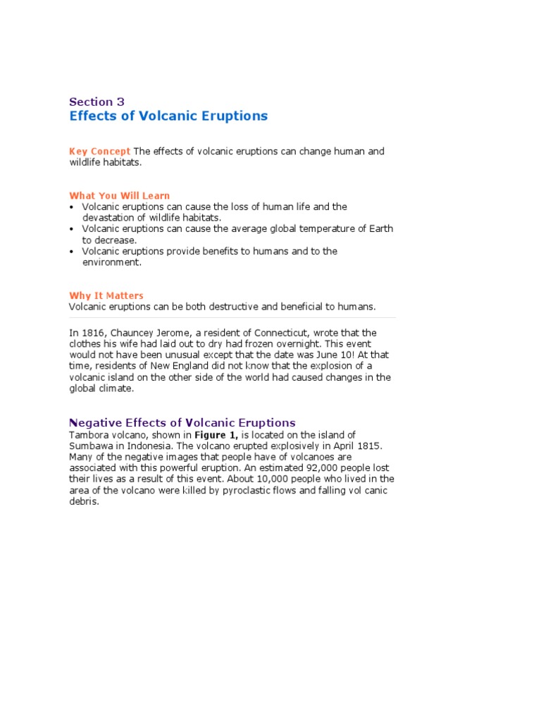 Section 3 - Effects of Volcanic Eruptions | PDF | Volcano | Types Of ...
