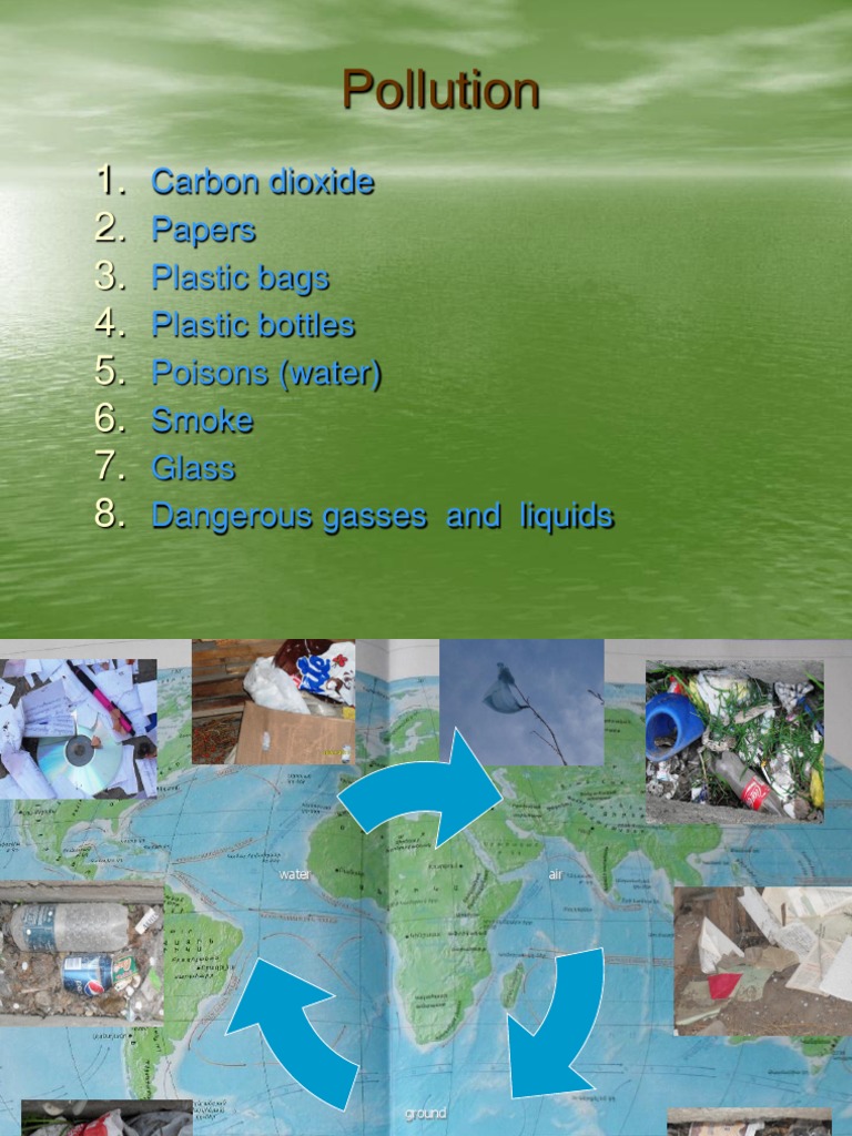 Pollution Carbon Dioxide Papers Plastic Bags Plastic Bottles Poisons
