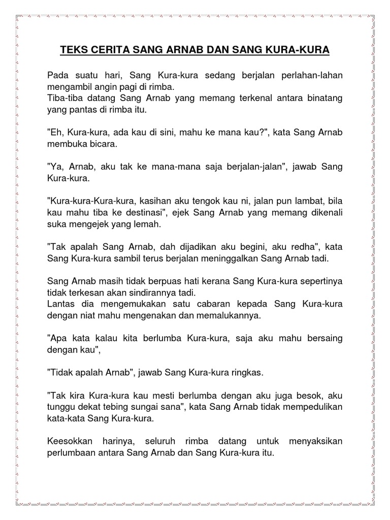 Teks Cerita Sang Arnab Dan Sang Kura Pdf