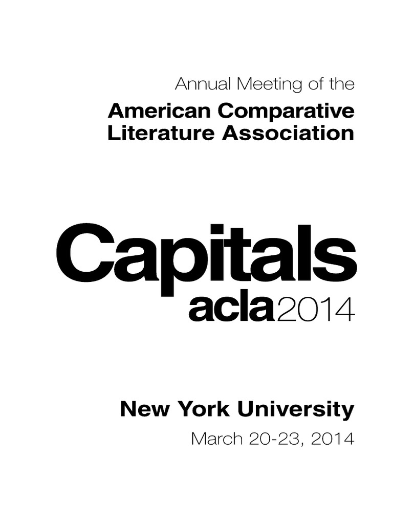 ACLA 2014 Program Draft PDF New York University Postcolonialism