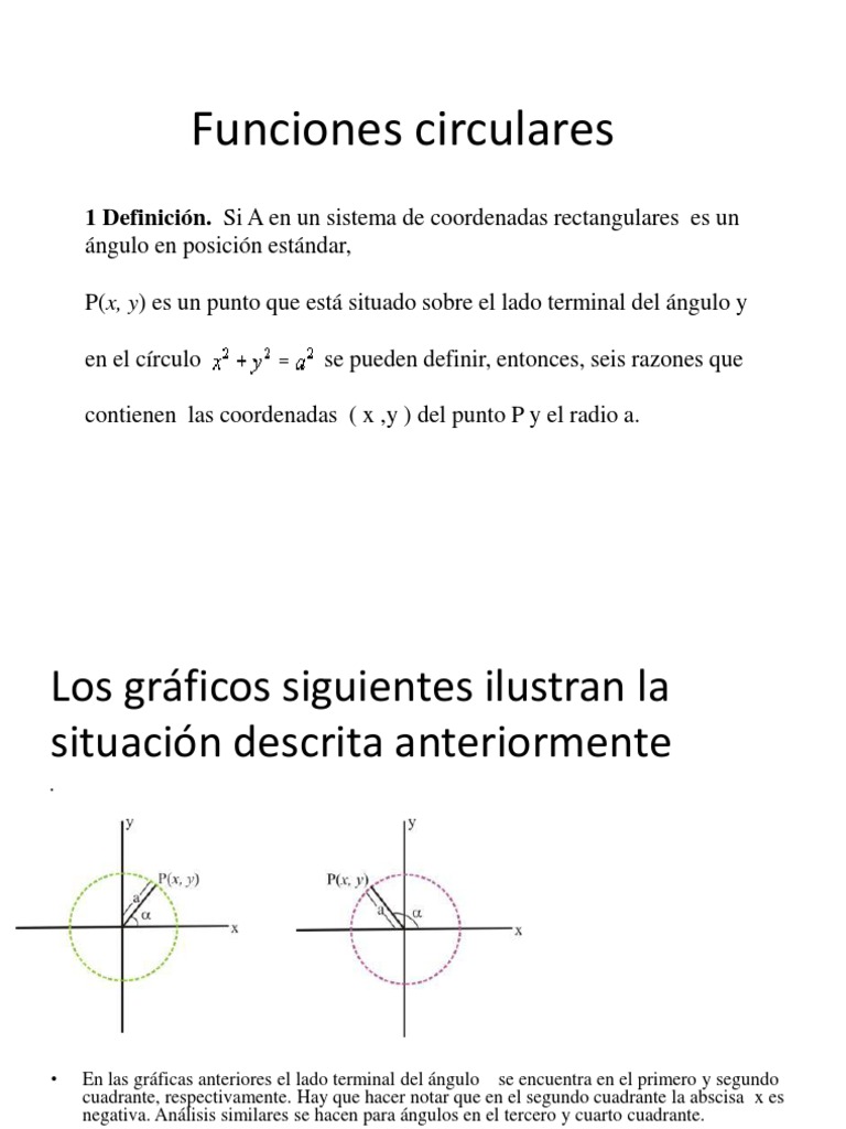 Definición y Gráficas de Funciones Circulares | PDF | Funciones ...